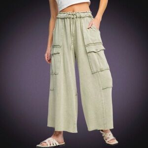 Easel Los Angeles Wide Leg cargo green Comfy Pants